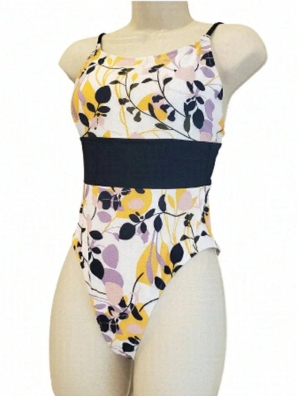 MAP NWOT Floral Waffleknit  Textured Colorblock One Piece Size Small